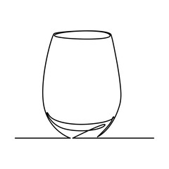 Poster - Wine glass isolated on white background. Continuous one line drawing vector illustration minimalism design of beverage element.