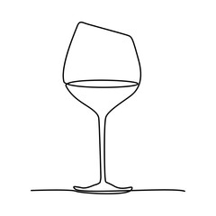 Poster - Wine glass isolated on white background. Continuous one line drawing vector illustration minimalism design of beverage element.