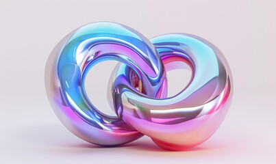 Poster - a colored rainbow metallic 3d design, soft color blending, holographic luminous style.