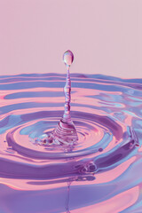 Poster - Water drop in pink and blue tone. luminous holographic style hyper realism.