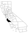 Map of Monterey County in California state on white background. single County map highlighted by black colour on California map. UNITED STATES, US