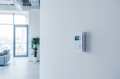 The air conditioning and heating control panel for the apartment and office is located on a white wall, Generative AI
