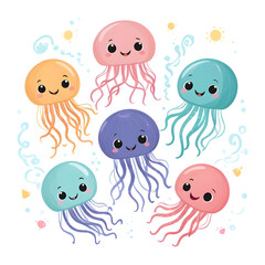 Wall Mural - Simple Jellyfish Jumping with joy story book cover design