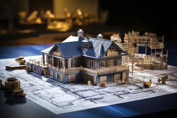 Poster - House Model on Blueprint Generative AI