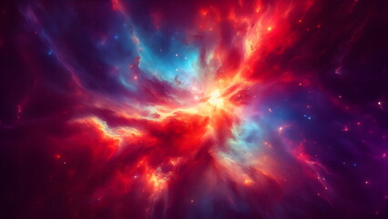 Wall Mural - a red and blue galaxy with stars