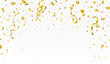 Abstract background party celebration gold confetti. Falling shiny golden confetti isolated on transparent background. Christmas, New Year, Carnival festivity, Valentine’s Day, Birthday, Holiday.