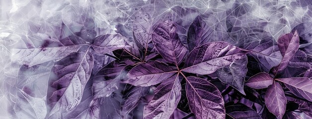 Poster - Elegant Purple Leaves with Abstract Patterns