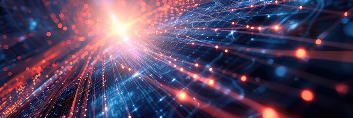 Wall Mural - Abstract Network Connections with a Luminous Center