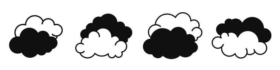 Poster - Cloud icon vector black and white Illustration design for business. Stock vector.