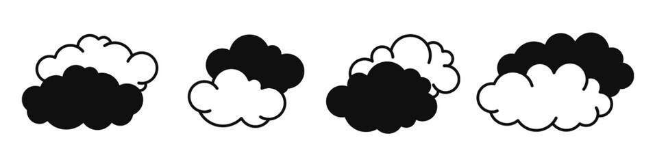 Poster - Cloud icon vector black and white Illustration design for business. Stock vector.