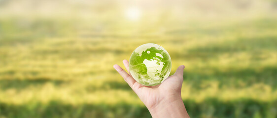 Wall Mural - Globe ,earth in human hand, holding. Earth image provided by Nasa