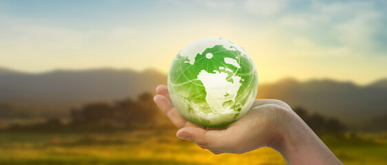 Wall Mural - Globe ,earth in human hand, holding. Earth image provided by Nasa