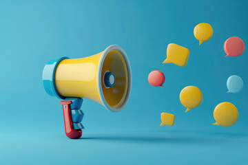 3d megaphone speaker for announce composition. decorative 3d objects, emoji sound icon. 3d speakerphone alert icon render illustration