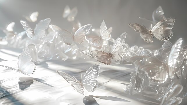 Digital technology butterflies flying over the snow fantasy scene abstract graphic poster web page PPT background
