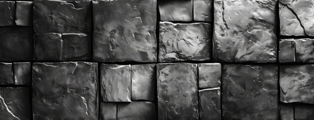 Poster - Abstract Black Textured Tiles Wall Background