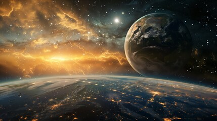 Wall Mural - space exploration and colonization offer humanity new horizons and development opportunities beyond 
