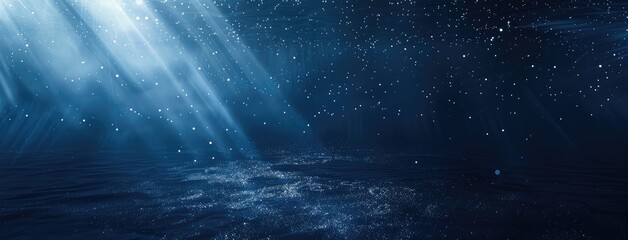 Poster - Magical Starry Night Sky with Light Beams