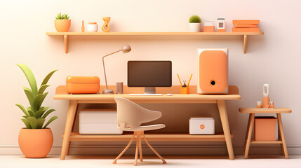 Poster - Desk 3d rendering