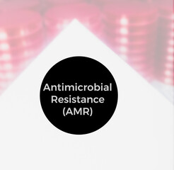 Poster - Paper with words antimicrobial resistance AMR or Multidrug resistant organism. Medical concept.