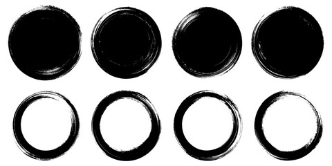 Wall Mural - grunge round frame. set of black round paint strokes. vector