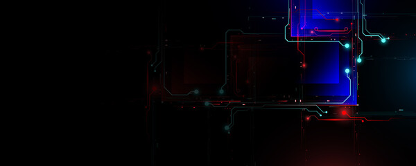 Fototapete - High tech technology network communication circuit board concept background image