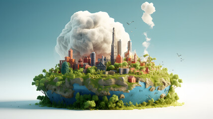 Air Pollution Earth 3d rendering