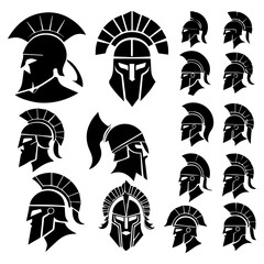 Canvas Print - flat design spartan warrior silhouette collection