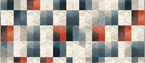 Poster - This abstract pattern features a grid of red and blue squares, creating a striking visual effect. The cubes are arranged in a geometric design that is perfect for interior decoration, gift wrapping