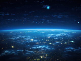 Wall Mural - Highly detailed epic moon over world skyline