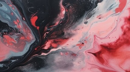 Wall Mural - Marbled black and red abstract background. Liquid marble ink pattern.