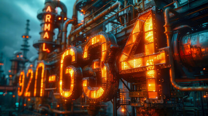 Poster - Electronic control panel with binary code. Futuristic technology background