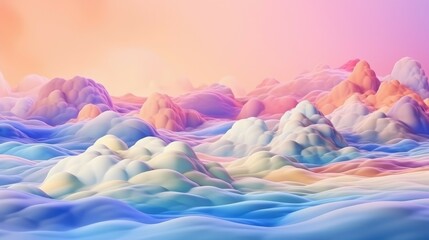 Wall Mural - Colorful multicolored watercolor background with clouds. illustration