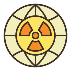 Wall Mural - Radiation symbol inside Earth Glove vector colored icon or symbol in thin line style