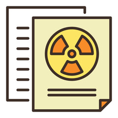 Sticker - Radiation sign on Documents vector colored icon or logo element