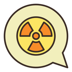 Poster - Round Radiation symbol inside Speech Bubble vector colored icon or design element