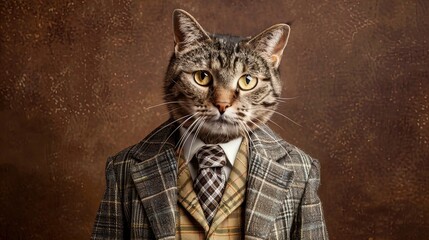  Cat in a tweed suit: Purr-fessional meets dapper!