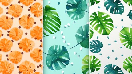 Poster - Four unique tropical leaf patterns for various design projects