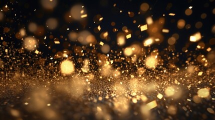 Poster - A captivating image of gold dust particles flying in the air. Ideal for luxury and celebration concepts