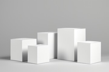Poster - A group of white boxes sitting next to each other. Ideal for business or storage concepts