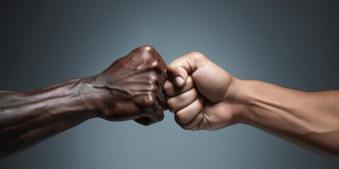 Poster - Monochrome image of two hands clasped together
