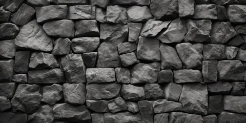 Poster - A black and white photo of a stone wall. Ideal for architectural and construction projects