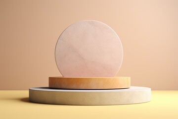 Aufkleber - A round marble object placed on a vibrant yellow surface. Suitable for various design projects