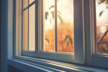 Poster - Close up of a window with a tree outside, suitable for various design projects