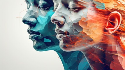 Poster - Two people looking at each other, suitable for relationship concepts