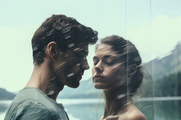 Aufkleber - A man and a woman standing next to each other. Suitable for relationship or partnership concepts