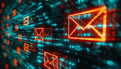 Aufkleber - Threat Alert, Inbox Brimming with Spam, Each Marked for Caution