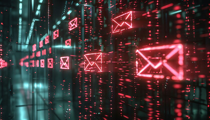 Aufkleber - Threat Alert, Inbox Brimming with Spam, Each Marked for Caution