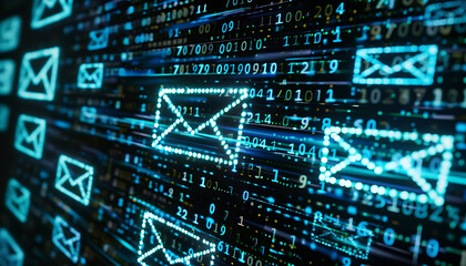 Poster - Threat Alert, Inbox Brimming with Spam, Each Marked for Caution