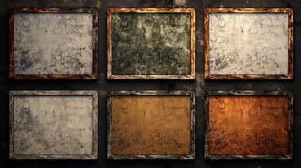Aufkleber - Four different colored frames on a wall, ideal for interior design projects