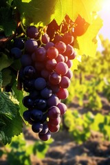 Poster - Bunch of grapes hanging from a vine, perfect for wine industry promotions